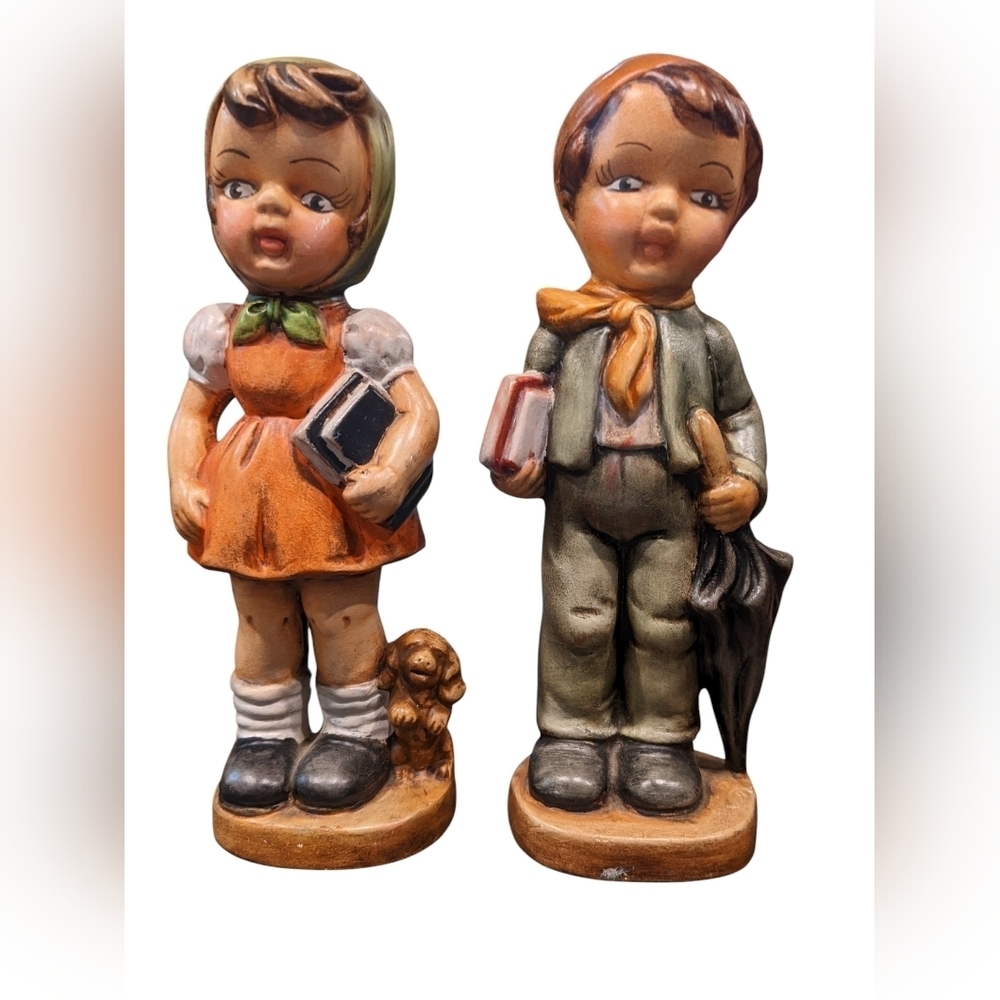 Charming Vintage Hummel Style Boy and Girl Figurines